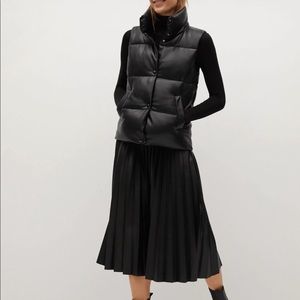 Mango Faux leather pleated skirt .